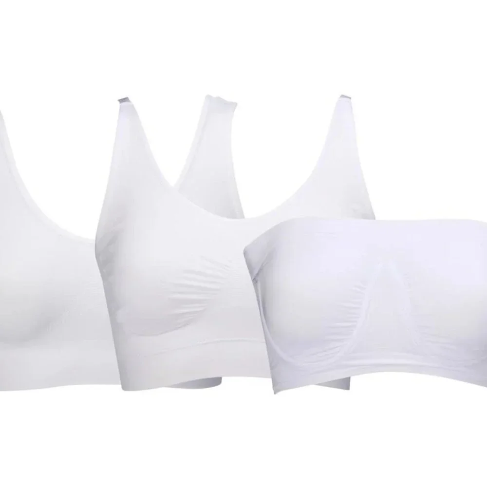 Seamless White Wireless Comfort Bras - Pack of 3